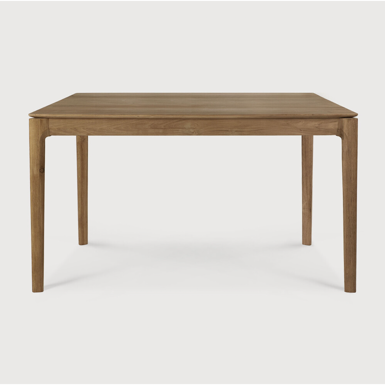 Featuring Teak Bok Dining Table by Ethnicraft at Amethyst Home. The airy shape yet rock solid construction make this Teak Bok Dining Table a timeless and remarkable design to enjoy for years to come. Available in many sizes, this can fit any dining room or kitchen area. 
Material: Teak, 100% Solid Wood
Dimensions 55": 55.5"w x 31.5"d x 30"hWeight: 80 lbsComfor.  Amethyst Home provides interior design, new home construction design consulting, vintage area rugs, and lighting in the Tampa metro area.