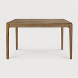 Featuring Teak Bok Dining Table by Ethnicraft at Amethyst Home. The airy shape yet rock solid construction make this Teak Bok Dining Table a timeless and remarkable design to enjoy for years to come. Available in many sizes, this can fit any dining room or kitchen area. 
Material: Teak, 100% Solid Wood
Dimensions 55": 55.5"w x 31.5"d x 30"hWeight: 80 lbsComfor.  Amethyst Home provides interior design, new home construction design consulting, vintage area rugs, and lighting in the Tampa metro area.