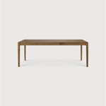 This Oak Bok Extendable Dining Table is perfect for families who want extra space when their kids, extended family, or guests come to celebrate! Its airy shape yet rock solid construction make this piece a timeless and remarkable design to enjoy for years to come.  Material: Oak, 100% Solid Wood Finish: Oiled