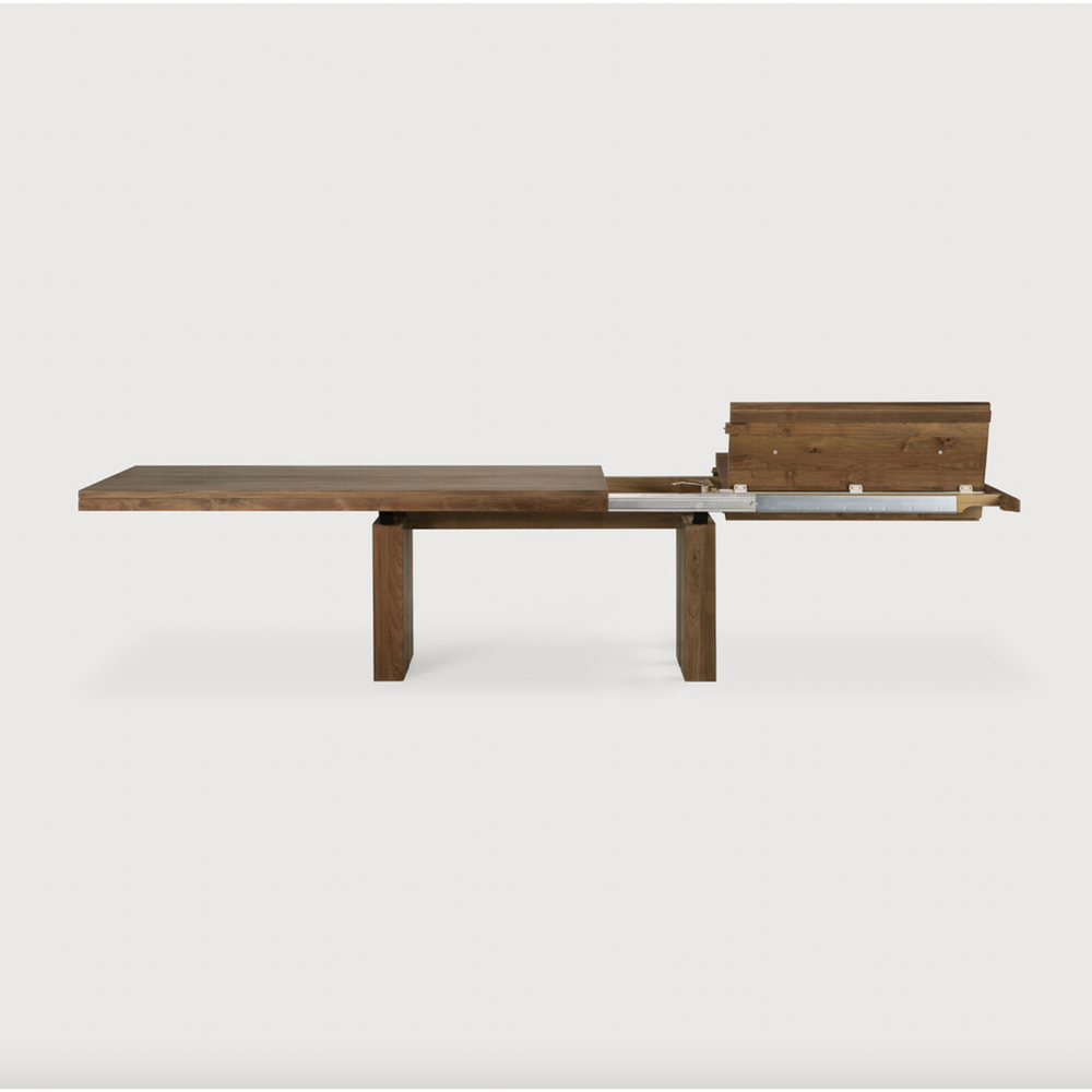 Table à manger double extensible en teck | prêt pour l'expédition!