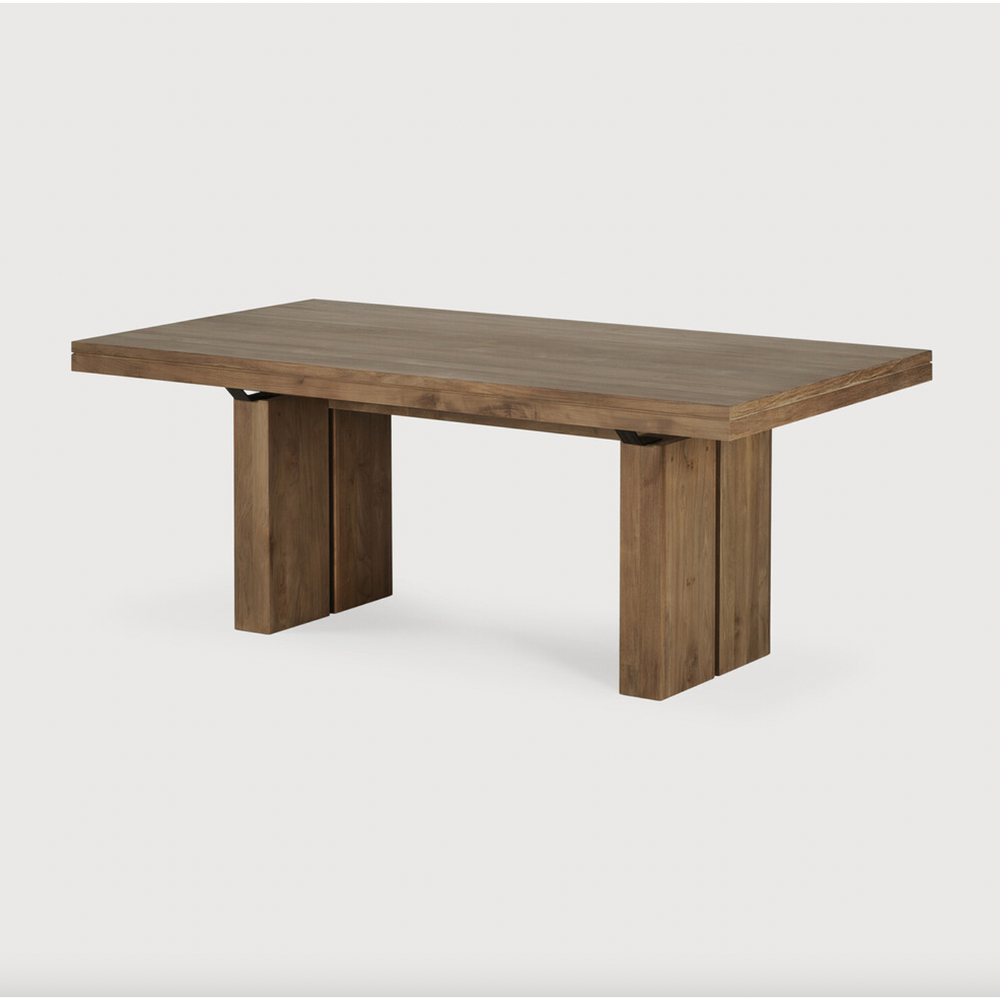 Table à manger double extensible en teck | prêt pour l'expédition!