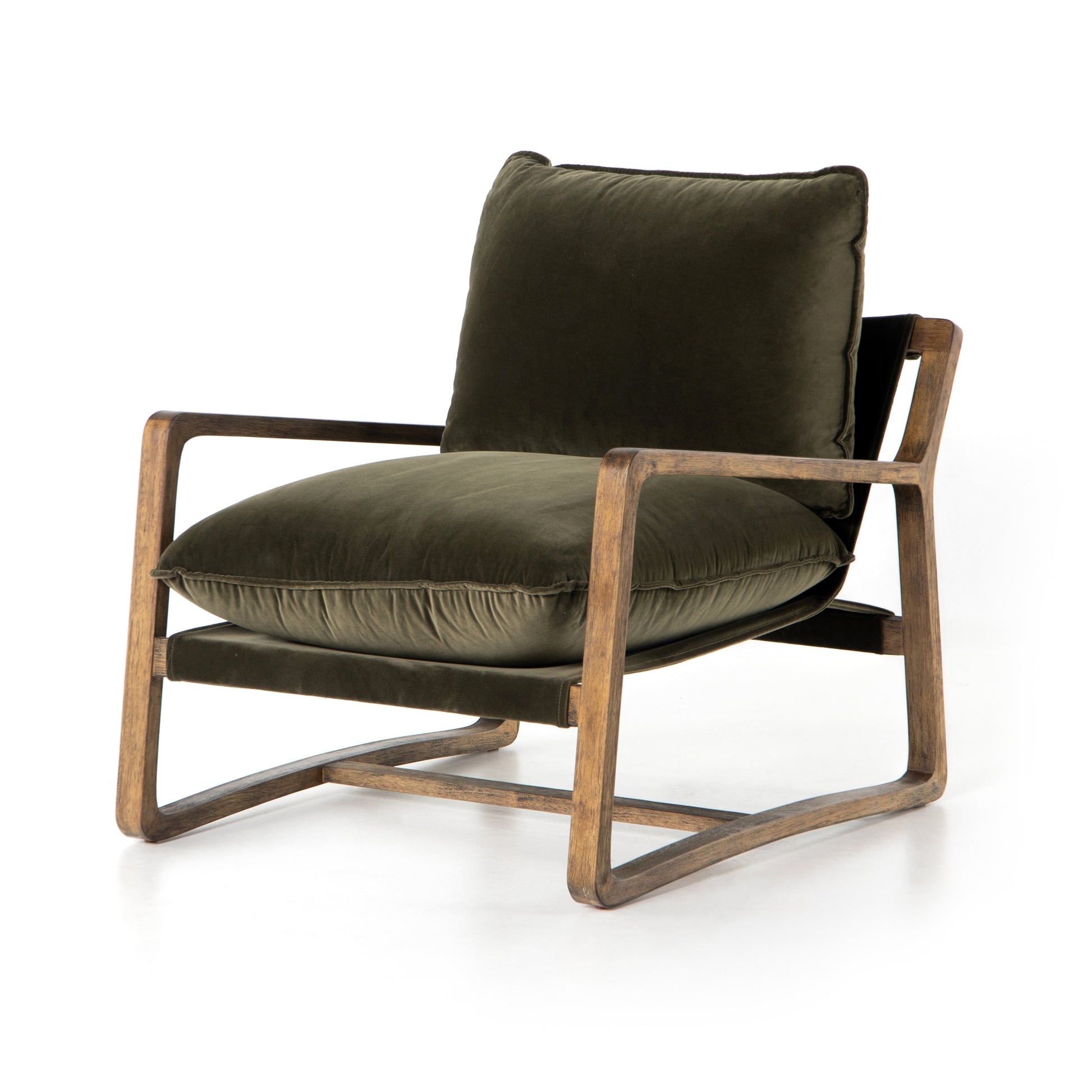 This Ace Chair in Olive Green has a comfortable, cushy seat for the perfect place to curl up with a good book. A hand-shaped oak frame supports deep, low-style seating covered in soft, olive-colored cotton - sure to elevate the look of any living room or office. Amethyst Home provides interior design, new home construction design consulting, vintage area rugs, and lighting in the Miami metro area.