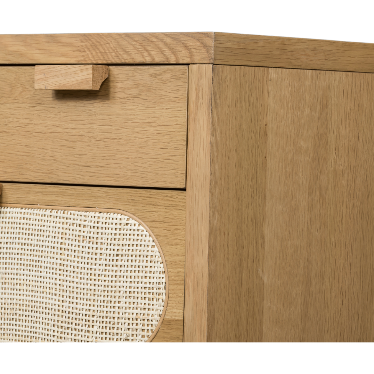 This Allegra 8 Drawer Dresser - Natural Cane is made of a gorgeous, honey-finished oak. With eight spacious drawers and wood-backed cane paneling, the soft, neutral look brings to life to any bedroom.   Overall Dimensions: 61.00"w x 18.00"d x 33.00"h