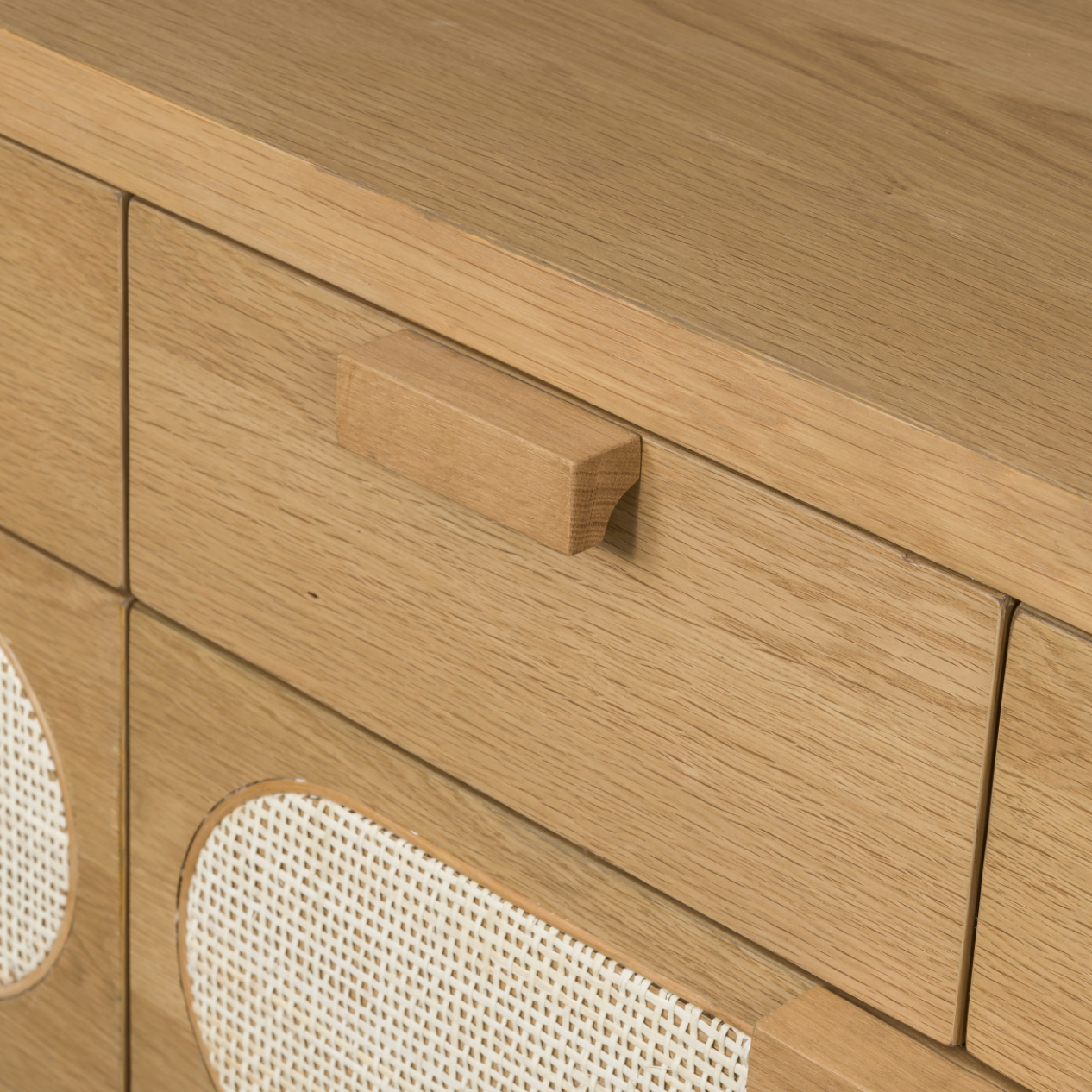 This Allegra 8 Drawer Dresser - Natural Cane is made of a gorgeous, honey-finished oak. With eight spacious drawers and wood-backed cane paneling, the soft, neutral look brings to life to any bedroom.   Overall Dimensions: 61.00"w x 18.00"d x 33.00"h