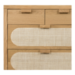Featuring Allegra 8 Drawer Dresser - Natural Cane by Four Hands at Amethyst Home. This Allegra 8 Drawer Dresser - Natural Cane is made of a gorgeous, honey-finished oak. With eight spacious drawers and wood-backed cane paneling, the soft, neutral look brings to life to any bedroom. 
Overall Dimensions: 61"W x 18"L x 33"H
Colors: Honey Oak Veneer, Light .  Amethyst Home provides interior design, new home construction design consulting, vintage area rugs, and lighting in the Laguna Beach metro area.
