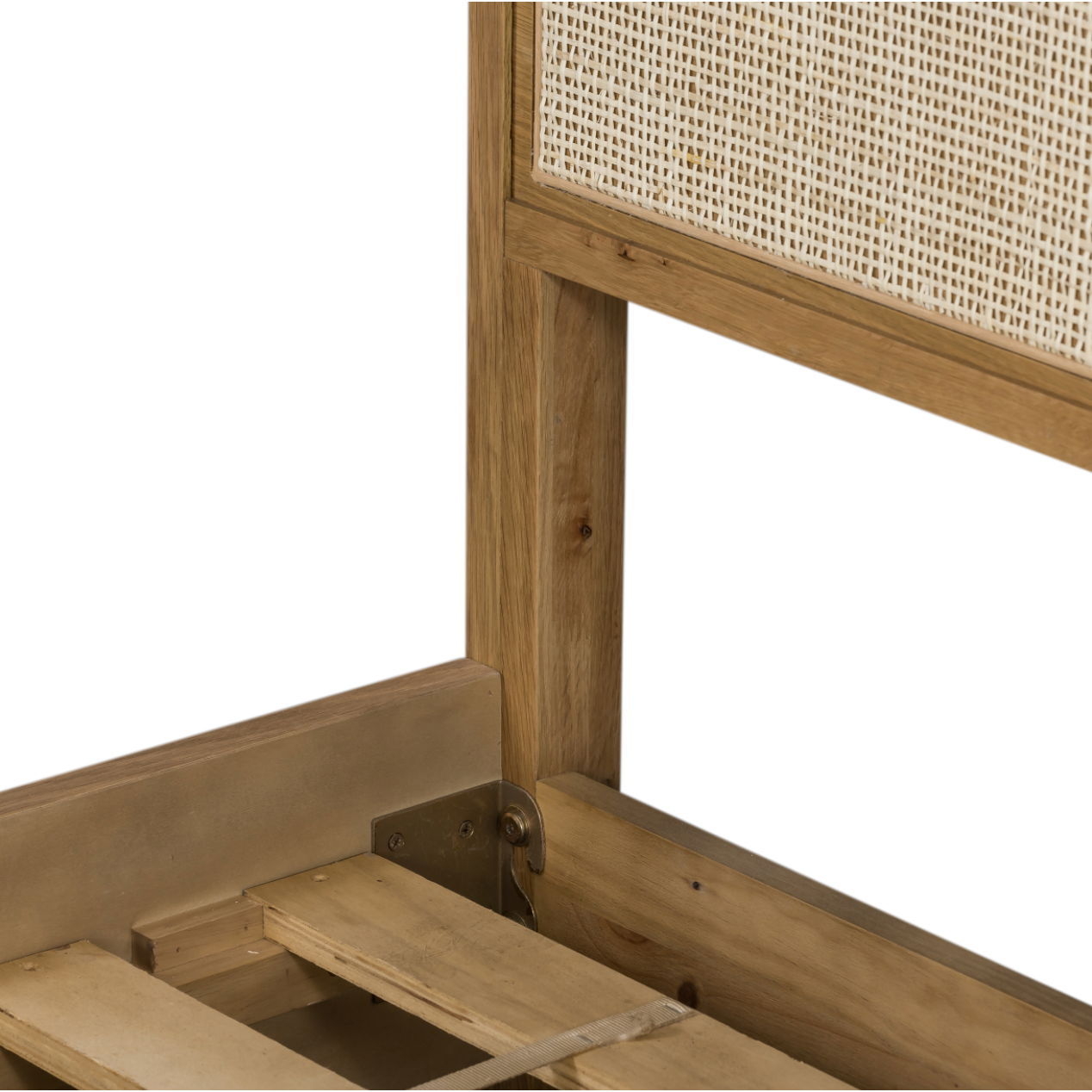 This light oak Allegra Bed frame features wood-backed cane arches and panel footboard detailing, for a soft, neutral look with lasting modernity. Pair with the Allegra Dresser to complete the whole look.   Queen Overall Dimensions: 63.00"w x 84.00"d x 48.00"h King Overall Dimensions: 79.00"w x 84.00"d x 48.00"h