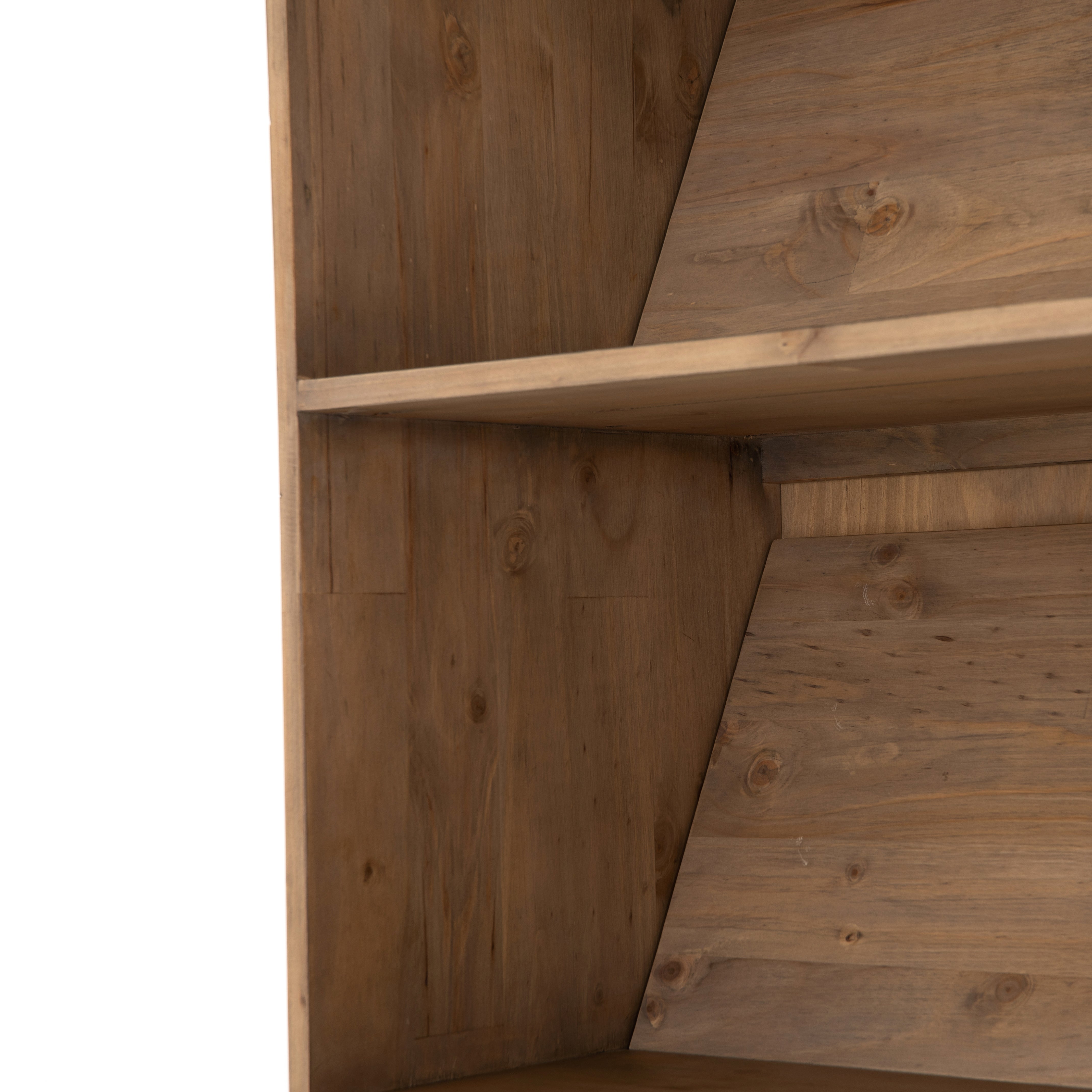 Five roomy shelves are ready to store favorite books and treasures, with smoked solid pine suited for any space. Removable ledges slant at an angle on each shelf, for even-better display of art and coffee table-size books, plus an optional slide ladder (for decorative use only) to complete the look.  Overall Dimensions: 35.50"w x 17.50"d x 98"h Colors: Smoked Pine, Black Iron Materials: Solid Pine, Iron