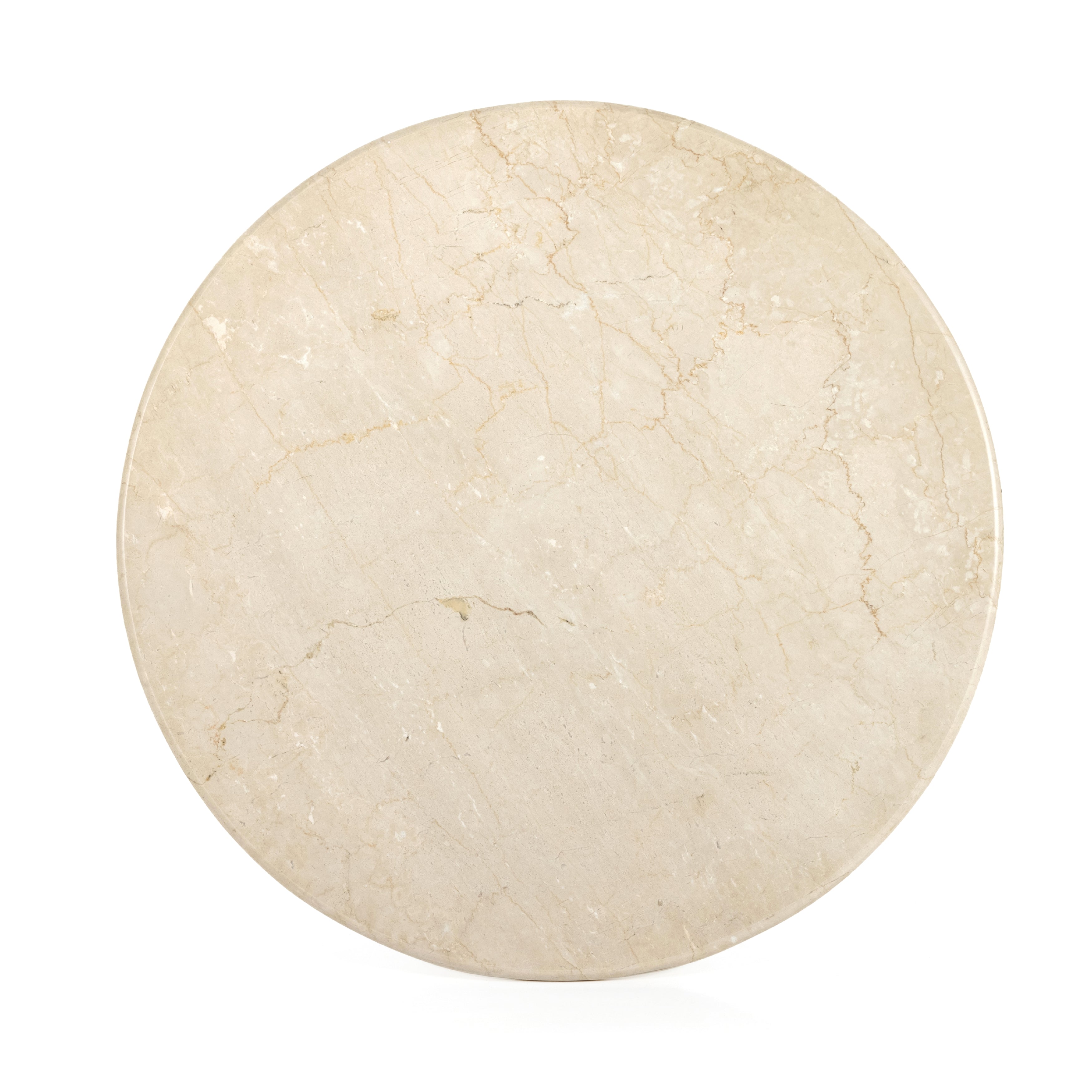 Featuring Belle Round Dining Table - Cream Marble by Four Hands at Amethyst Home. Simply sophisticated with this Belle Round Dining Table - Cream Marble. This bistro-style table inspired by 1970s Italian design features an ivory-finished iron base and supports a rounded tabletop of cream-colored solid marble for a fresh, monochromatic look that pairs with .  Amethyst Home provides interior design, new home construction design consulting, vintage area rugs, and lighting in the San Diego metro area.