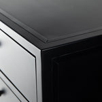 Sleek and industrial-inspired, this Belmont 8 Drawer Tall Dresser has black iron that forms a tall, spacious eight-drawers dresser. The brass knobs bring a cool contrast to any bedroom.   Overall Dimensions: 35.50"w x 19.75"d x 48.00"h  Colors: Black Materials: Iron