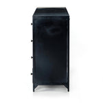 Featuring Belmont Black 8 Drawer Metal Dresser by Four Hands at Amethyst Home. The brass knobs on this Belmont Black 8 Drawer Metal Dress give it a classy, antique look while also being the perfect vessel to store your clothes
Overall Dimensions: 70"W x 18.50"L x 38.50"HColors: BlackMaterials: IronWeight: 321.87 lbVolume: 43.3 cu ft.  Amethyst Home provides interior design, new home construction design consulting, vintage area rugs, and lighting in the Calabasas metro area.