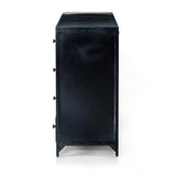 Featuring Belmont Black 8 Drawer Metal Dresser by Four Hands at Amethyst Home. The brass knobs on this Belmont Black 8 Drawer Metal Dress give it a classy, antique look while also being the perfect vessel to store your clothes
Overall Dimensions: 70"W x 18.50"L x 38.50"HColors: BlackMaterials: IronWeight: 321.87 lbVolume: 43.3 cu ft.  Amethyst Home provides interior design, new home construction design consulting, vintage area rugs, and lighting in the Calabasas metro area.