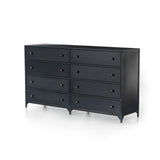 Featuring Belmont Black 8 Drawer Metal Dresser by Four Hands at Amethyst Home. The brass knobs on this Belmont Black 8 Drawer Metal Dress give it a classy, antique look while also being the perfect vessel to store your clothes
Overall Dimensions: 70"W x 18.50"L x 38.50"HColors: BlackMaterials: IronWeight: 321.87 lbVolume: 43.3 cu ft.  Amethyst Home provides interior design, new home construction design consulting, vintage area rugs, and lighting in the Kansas City metro area.