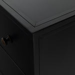 Featuring Belmont Black 8 Drawer Metal Dresser by Four Hands at Amethyst Home. The brass knobs on this Belmont Black 8 Drawer Metal Dress give it a classy, antique look while also being the perfect vessel to store your clothes
Overall Dimensions: 70"W x 18.50"L x 38.50"HColors: BlackMaterials: IronWeight: 321.87 lbVolume: 43.3 cu ft.  Amethyst Home provides interior design, new home construction design consulting, vintage area rugs, and lighting in the Calabasas metro area.