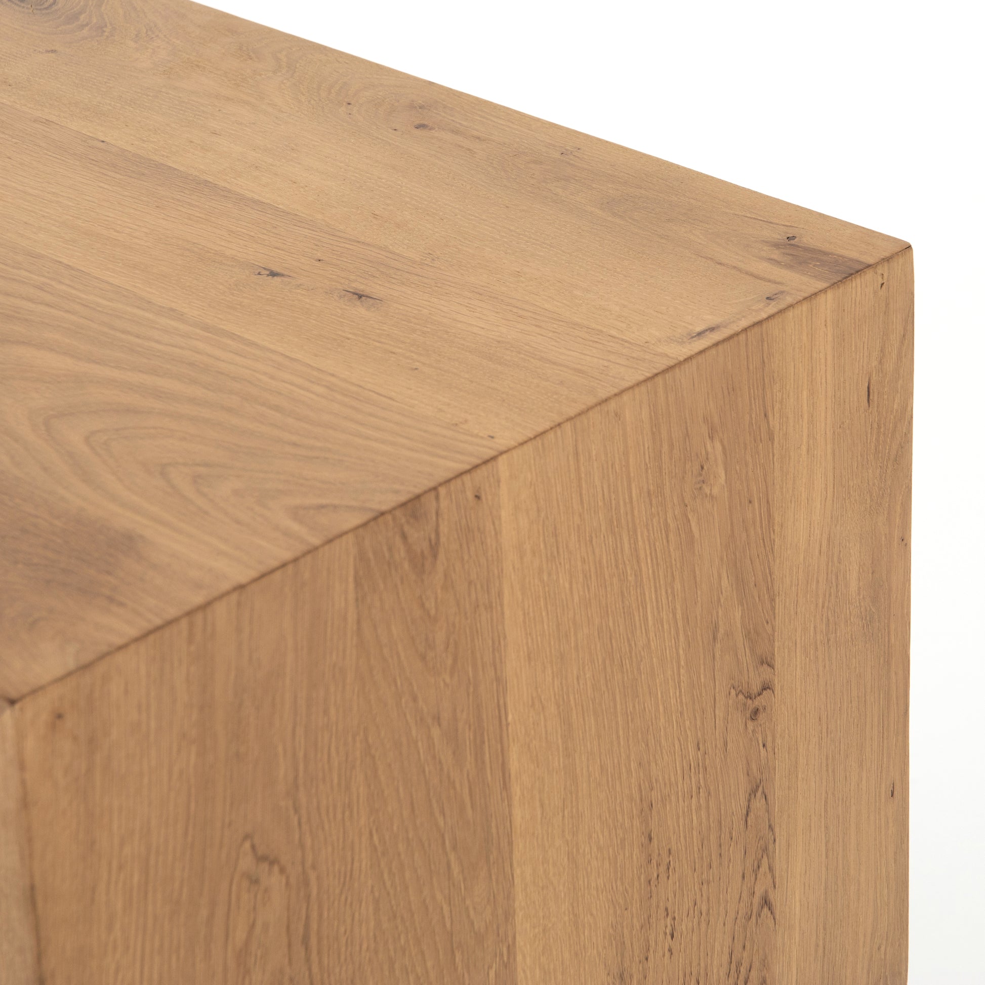 Style meets simplicity in this Danish-inspired design. Solid natural oak forms clean lines, welcoming dual drawers with squared iron hardware in a satin brass finish. Great solo or in pairs, for handy bedside storage.  Overall Dimensions: 24.00"w x 18.00"d x 23.00"h Colors: Satin Brass, Natural Oak Materials: Iron, Oak