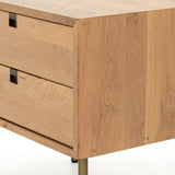 Featuring Carlisle Nightstand by Four Hands at Amethyst Home. The Carlisle Nightstands adds a natural, danish feel to any space. A simple minimalist look without sacrificing storage for all your bedside needs. We love the clean lines of this piece with the modern legs. 
Overall Dimensions: 24"W x 18"L x 23"HColors: Satin Brass, Natural OakMaterials: Iron, .  Amethyst Home provides interior design, new home construction design consulting, vintage area rugs, and lighting in the Calabasas metro area.