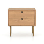 Featuring Carlisle Nightstand by Four Hands at Amethyst Home. The Carlisle Nightstands adds a natural, danish feel to any space. A simple minimalist look without sacrificing storage for all your bedside needs. We love the clean lines of this piece with the modern legs. 
Overall Dimensions: 24"W x 18"L x 23"HColors: Satin Brass, Natural OakMaterials: Iron, Soli.  Amethyst Home provides interior design, new home construction design consulting, vintage area rugs, and lighting in the Miami metro area.