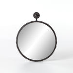 Featuring Cru Large Mirror by Four Hands at Amethyst Home. Finished in aged bronze, the formed edge of this Cru Large Mirror brings a unique look to the traditional circle mirror. We'd love to see this hung in your bathroom or entryway to bring some extra character to the space. 
Overall Dimensions: 31"W x 4.50"L x 37.50"HColors: Aged Bronze, MirrorMateria.  Amethyst Home provides interior design, new home construction design consulting, vintage area rugs, and lighting in the San Diego metro area.