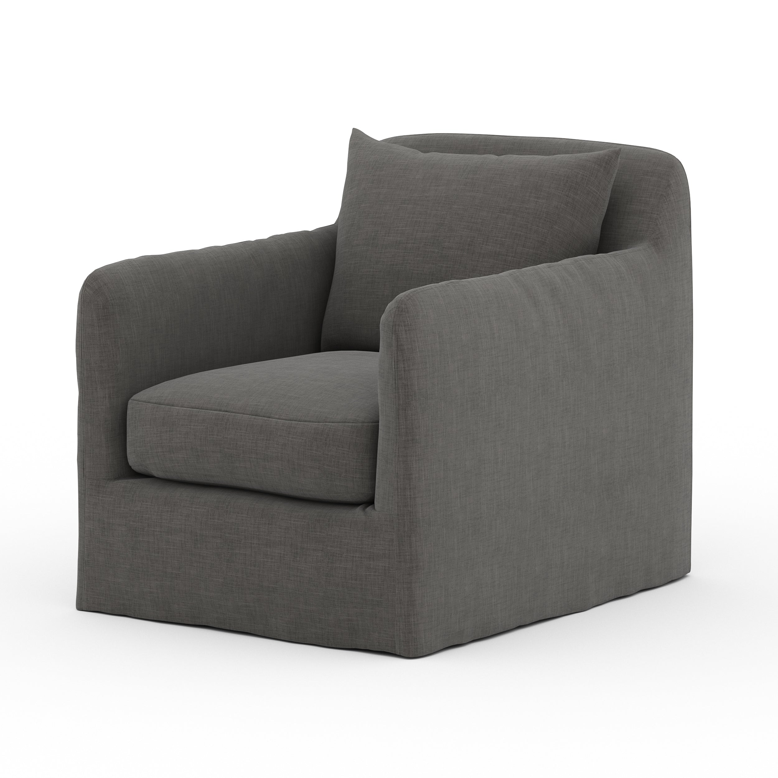 This Dade Outdoor Swivel Chair - Charcoal is a fresh, outdoor-friendly spin on the swivel chair. Removable charcoal slipcover meets style with sensibility. Great in pairs. Cover or store inside during inclement weather and when not in use. Amethyst Home provides interior design, new home construction design consulting, vintage area rugs, and lighting in the Calabasas metro area.