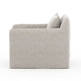 This Dade Outdoor Swivel Chair - Stone Grey is a fresh, outdoor-friendly spin on the swivel chair. Removable charcoal slipcover meets style with sensibility. Great in pairs. Cover or store inside during inclement weather and when not in use.  Overall Dimensions: 27.00"w x 33.75"d x 29.50"h