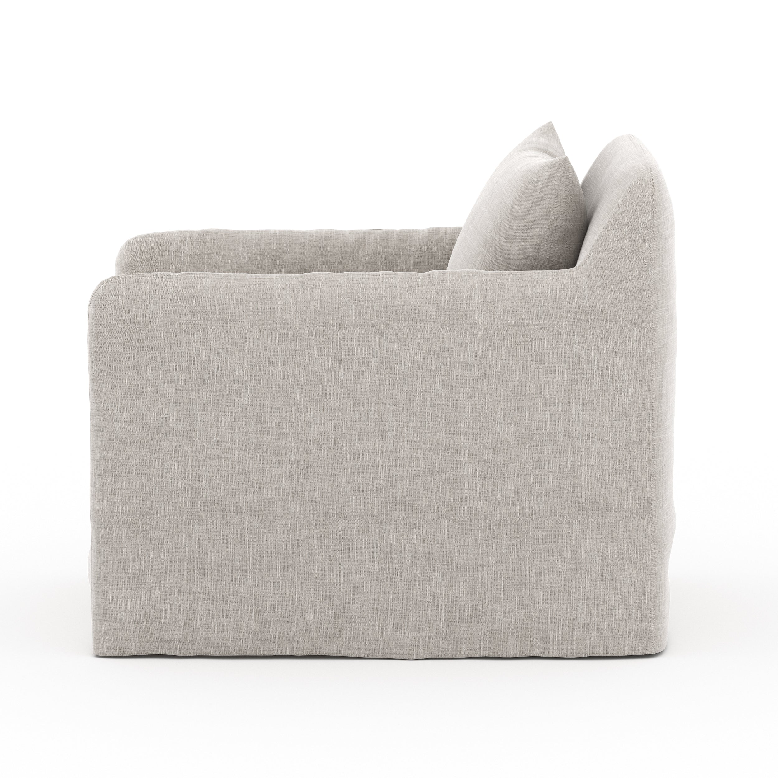 This Dade Outdoor Swivel Chair - Stone Grey is a fresh, outdoor-friendly spin on the swivel chair. Removable charcoal slipcover meets style with sensibility. Great in pairs. Cover or store inside during inclement weather and when not in use.  Overall Dimensions: 27.00"w x 33.75"d x 29.50"h