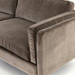Featuring Emery Sofa - Sapphire Birch by Four Hands at Amethyst Home. We love the plush brich-grey upholstery of this Emery Sofa - Sapphire Birch. The slim legs are finished in a gorgeous antique brass, for a sophisticated look for any living room or lounge area. 
Overall Dimensions: 84"W x 36"L x 33"HColors: Sapphire Birch, Antique BrassMaterials: 92%Pl,.  Amethyst Home provides interior design, new home construction design consulting, vintage area rugs, and lighting in the Alpharetta metro area.
