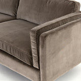 Featuring Emery Sofa - Sapphire Birch by Four Hands at Amethyst Home. We love the plush brich-grey upholstery of this Emery Sofa - Sapphire Birch. The slim legs are finished in a gorgeous antique brass, for a sophisticated look for any living room or lounge area. 
Overall Dimensions: 84"W x 36"L x 33"HColors: Sapphire Birch, Antique BrassMaterials: 92%Pl,.  Amethyst Home provides interior design, new home construction design consulting, vintage area rugs, and lighting in the Alpharetta metro area.