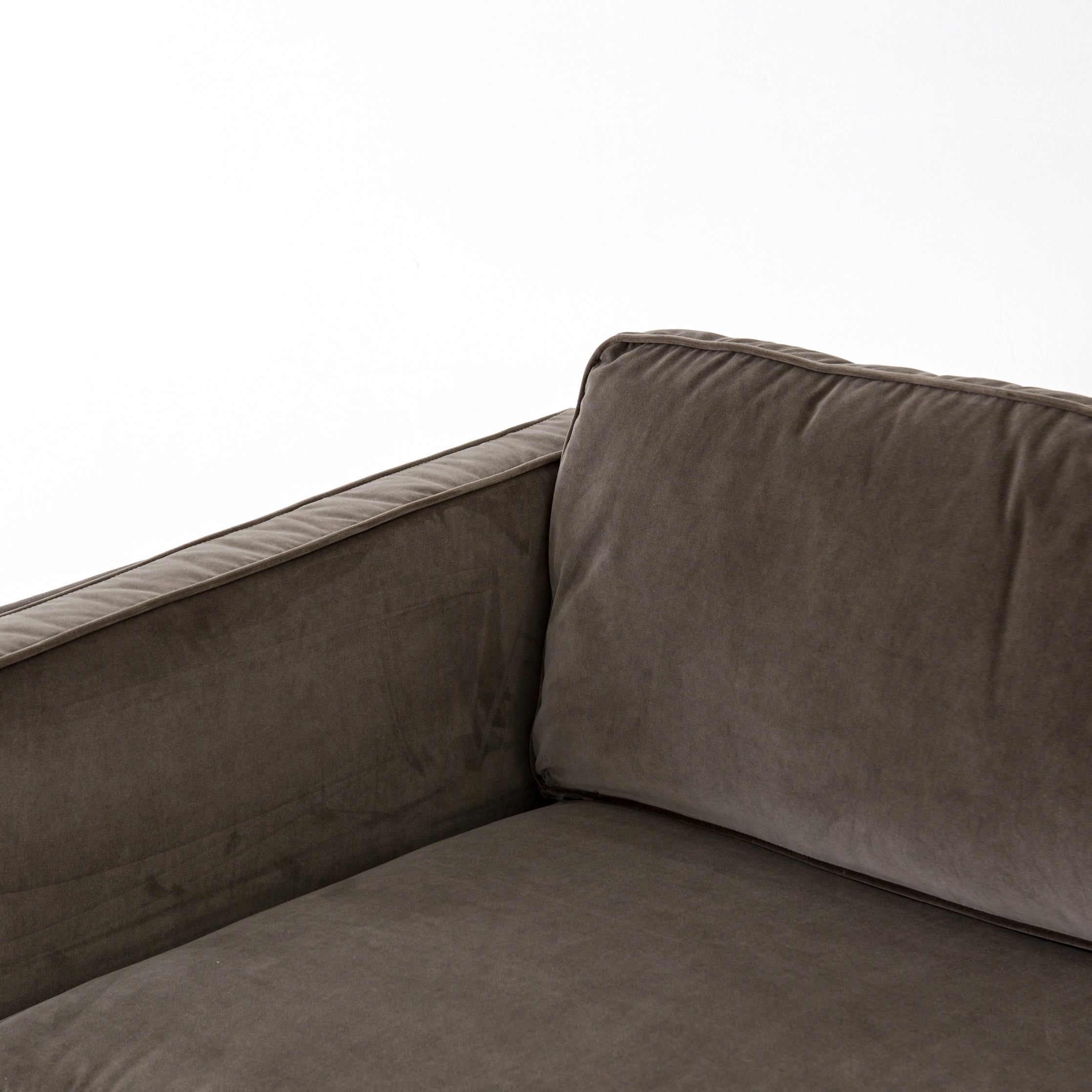 Featuring Emery Sofa - Sapphire Birch by Four Hands at Amethyst Home. We love the plush brich-grey upholstery of this Emery Sofa - Sapphire Birch. The slim legs are finished in a gorgeous antique brass, for a sophisticated look for any living room or lounge area. 
Overall Dimensions: 84"W x 36"L x 33"HColors: Sapphire Birch, Antique BrassMaterials: 92%Pl, .  Amethyst Home provides interior design, new home construction design consulting, vintage area rugs, and lighting in the Charlotte metro area.