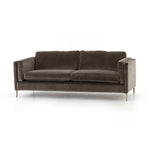 Featuring Emery Sofa - Sapphire Birch by Four Hands at Amethyst Home. We love the plush brich-grey upholstery of this Emery Sofa - Sapphire Birch. The slim legs are finished in a gorgeous antique brass, for a sophisticated look for any living room or lounge area. 
Overall Dimensions: 84"W x 36"L x 33"HColors: Sapphire Birch, Antique BrassMaterials: 92.  Amethyst Home provides interior design, new home construction design consulting, vintage area rugs, and lighting in the Salt Lake City metro area.