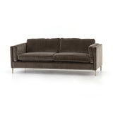 Featuring Emery Sofa - Sapphire Birch by Four Hands at Amethyst Home. We love the plush brich-grey upholstery of this Emery Sofa - Sapphire Birch. The slim legs are finished in a gorgeous antique brass, for a sophisticated look for any living room or lounge area. 
Overall Dimensions: 84"W x 36"L x 33"HColors: Sapphire Birch, Antique BrassMaterials: 92.  Amethyst Home provides interior design, new home construction design consulting, vintage area rugs, and lighting in the Salt Lake City metro area.