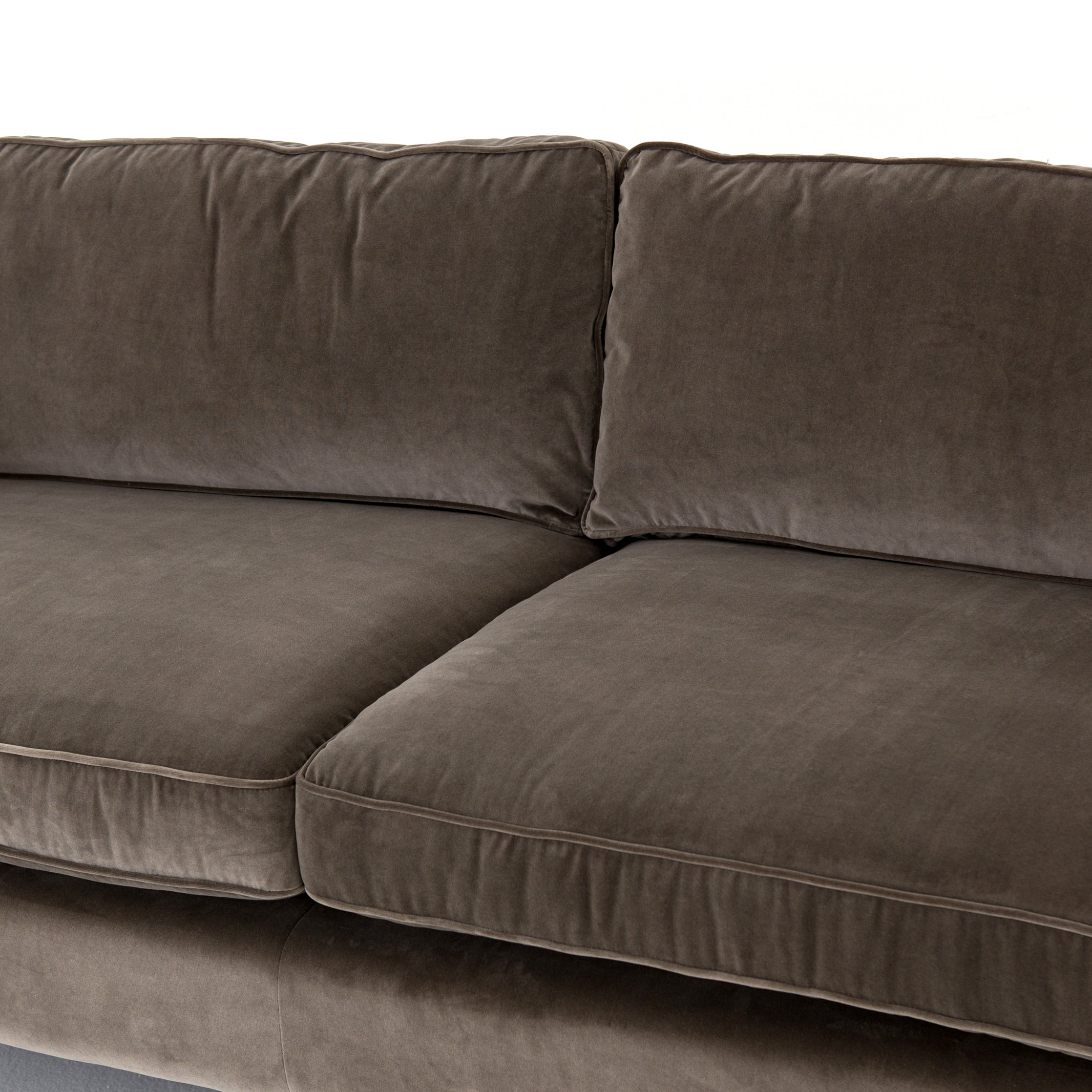 Featuring Emery Sofa - Sapphire Birch by Four Hands at Amethyst Home. We love the plush brich-grey upholstery of this Emery Sofa - Sapphire Birch. The slim legs are finished in a gorgeous antique brass, for a sophisticated look for any living room or lounge area. 
Overall Dimensions: 84"W x 36"L x 33"HColors: Sapphire Birch, Antique BrassMaterials: 92%Pl, .  Amethyst Home provides interior design, new home construction design consulting, vintage area rugs, and lighting in the San Diego metro area.