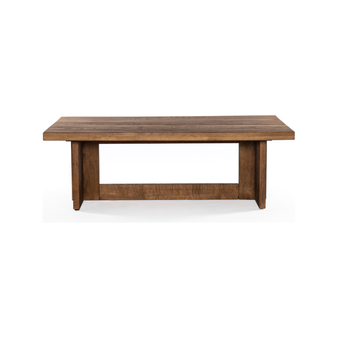 We love the rustic look of this Erie Coffee Table. Dark-smoked oak forms clean, structured lines, crafting the finest of coffee tables.   Overall Dimensions: 51.00"w x 27.50"d x 17.50"h