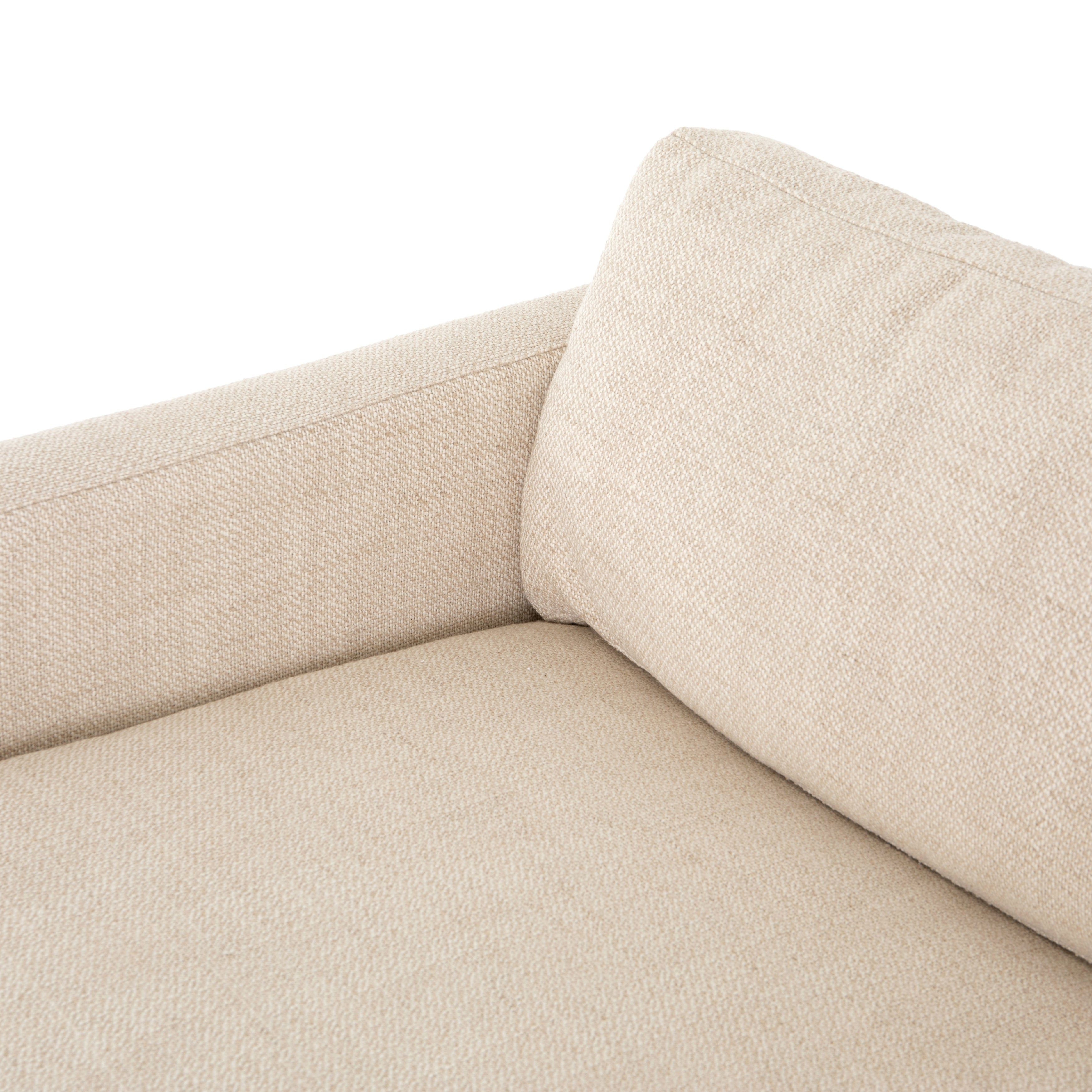 Classic goes contemporary with this Everly Sofa - Irving Taupe. A cocoa-finished parawood base supports low, deep seating of performance-grade upholstery in an invitingly neutral taupe, with track arms for a clean touch for any living room or lounge area.   Overall Dimensions: 84.00"w x 43.00"d x 32.00"h