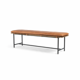 Featuring Gabine Accent Bench - Brandy by Four Hands at Amethyst Home. Airy, black-finished iron legs support a nettlewood dining bench of a chic, comfy layer of brandy top-grain leather on this Gabine Accent Bench - Brandy. A handsome piece to add to any bedroom, living room, or entryway. 
Overall Dimensions: 72"W x 18"L x 22"H
Colors: Midnight Iron, Toasted .  Amethyst Home provides interior design, new home construction design consulting, vintage area rugs, and lighting in the Omaha metro area.