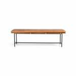 Featuring Gabine Accent Bench - Brandy by Four Hands at Amethyst Home. Airy, black-finished iron legs support a nettlewood dining bench of a chic, comfy layer of brandy top-grain leather on this Gabine Accent Bench - Brandy. A handsome piece to add to any bedroom, living room, or entryway. 
Overall Dimensions: 72"W x 18"L x 22"H
Colors: Midnight Iron, Toa.  Amethyst Home provides interior design, new home construction design consulting, vintage area rugs, and lighting in the Washington metro area.