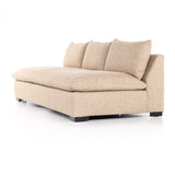 This Grant Armless Sofa - Heron Sand is a new twist to an Amethyst Favorite! With Italian high-performance fabric, inviting, boucle-like texture takes this modern lounging essential to the next level. Armless sofa to matching sectional.  Overall Dimensions: 94.00"w x 40.00"d x 31.50"h