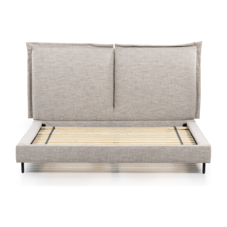 We love the plush look of this Inwood Bed. The oversized pillow-like cushioning creates the headboard for this low-profile bed, for a grand-but-cozy look in any bedroom.   Queen Overall Dimensions: 74.75"w x 95.25"d x 43.50"h King Overall Dimensions: 91.00"w x 95.25"d x 43.50"h