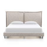 We love the plush look of this Inwood Bed. The oversized pillow-like cushioning creates the headboard for this low-profile bed, for a grand-but-cozy look in any bedroom.   Queen Overall Dimensions: 74.75"w x 95.25"d x 43.50"h King Overall Dimensions: 91.00"w x 95.25"d x 43.50"h