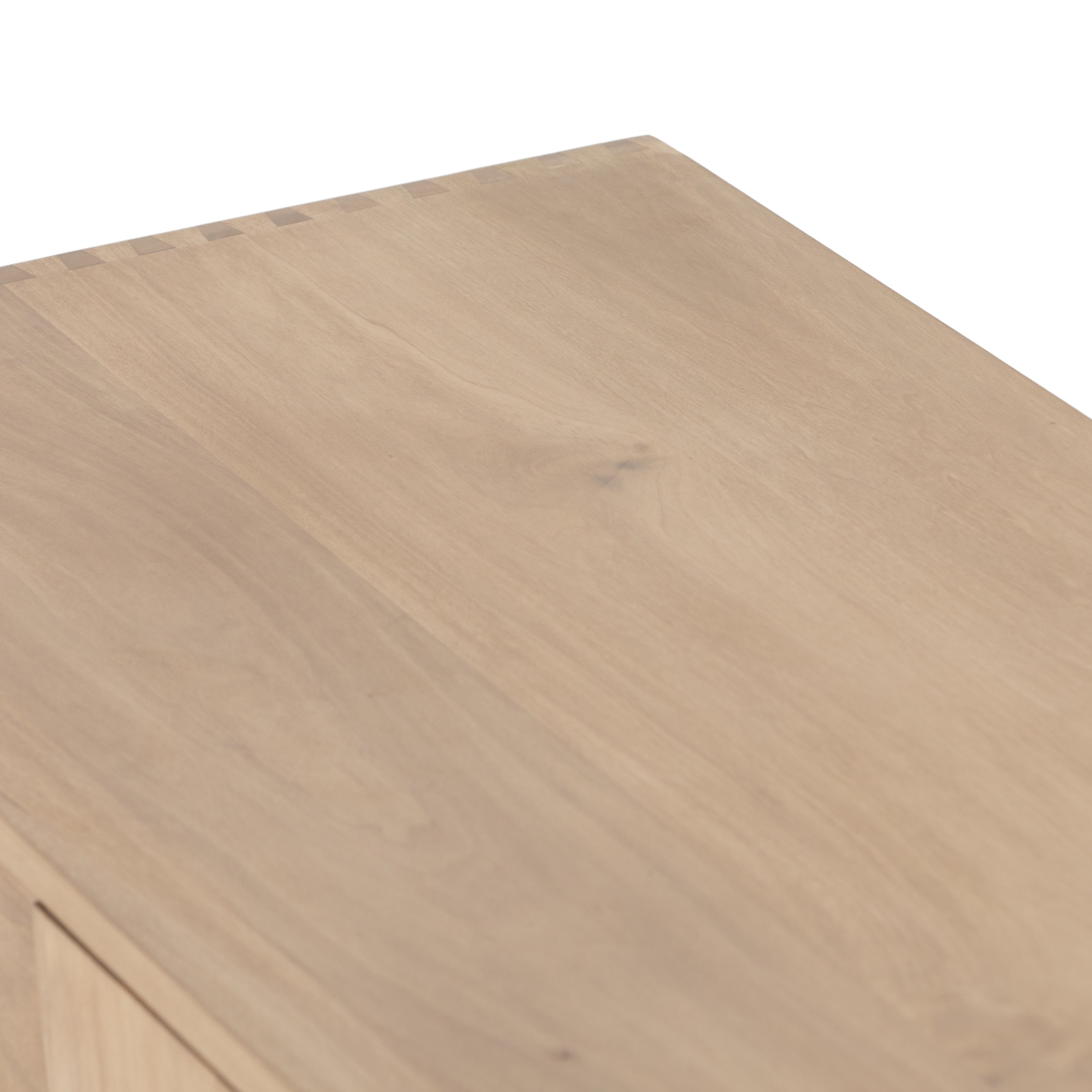 This Isador Nightstand - Dry Wash Poplar is clean, bright and dreamy. Solid dry-washed poplar forms a clean-lined media console with dovetail joinery plus iron and leather hardware, for a fresh look to any living room.  Ample shelving + rear cut outs for cord management brings this to the next level!  Overall Dimensions: 80.00"w x 19.00"d x 26.00"h