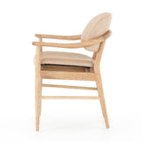 Featuring Josie Dining Chair - Vintage White Wash by Four Hands at Amethyst Home. Mid-century vibes meet modern materials with this Josie Dining Chair - Vintage White Wash. The whitewashed oak frame and float-like seating of top-grain leather add a comfy, light and bright look to any dining room. 
Overall Dimensions: 23"W x 23"L x 32.75"HColors: Harness Burlap.  Amethyst Home provides interior design, new home construction design consulting, vintage area rugs, and lighting in the Omaha metro area.