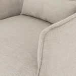 Expert tailoring on this Kimble Swivel - Noble Platinum creates a clean, sophisticated look, rich with come-hither comfort.  A tight sit and barrel shape is softened via flange seam detailing and swivel feature and finished off with a petite lumbar cushion, for the perfect mix of shape and function for any living room or baby room.   Overall Dimensions: 29.50"w x 31.50"d x 34.00"h