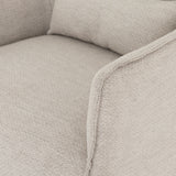 Expert tailoring on this Kimble Swivel - Noble Platinum creates a clean, sophisticated look, rich with come-hither comfort.  A tight sit and barrel shape is softened via flange seam detailing and swivel feature and finished off with a petite lumbar cushion, for the perfect mix of shape and function for any living room or baby room.   Overall Dimensions: 29.50"w x 31.50"d x 34.00"h
