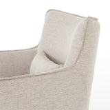 Expert tailoring on this Kimble Swivel - Noble Platinum creates a clean, sophisticated look, rich with come-hither comfort.  A tight sit and barrel shape is softened via flange seam detailing and swivel feature and finished off with a petite lumbar cushion, for the perfect mix of shape and function for any living room or baby room.   Overall Dimensions: 29.50"w x 31.50"d x 34.00"h