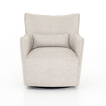 Expert tailoring on this Kimble Swivel - Noble Platinum creates a clean, sophisticated look, rich with come-hither comfort.  A tight sit and barrel shape is softened via flange seam detailing and swivel feature and finished off with a petite lumbar cushion, for the perfect mix of shape and function for any living room or baby room.   Overall Dimensions: 29.50"w x 31.50"d x 34.00"h