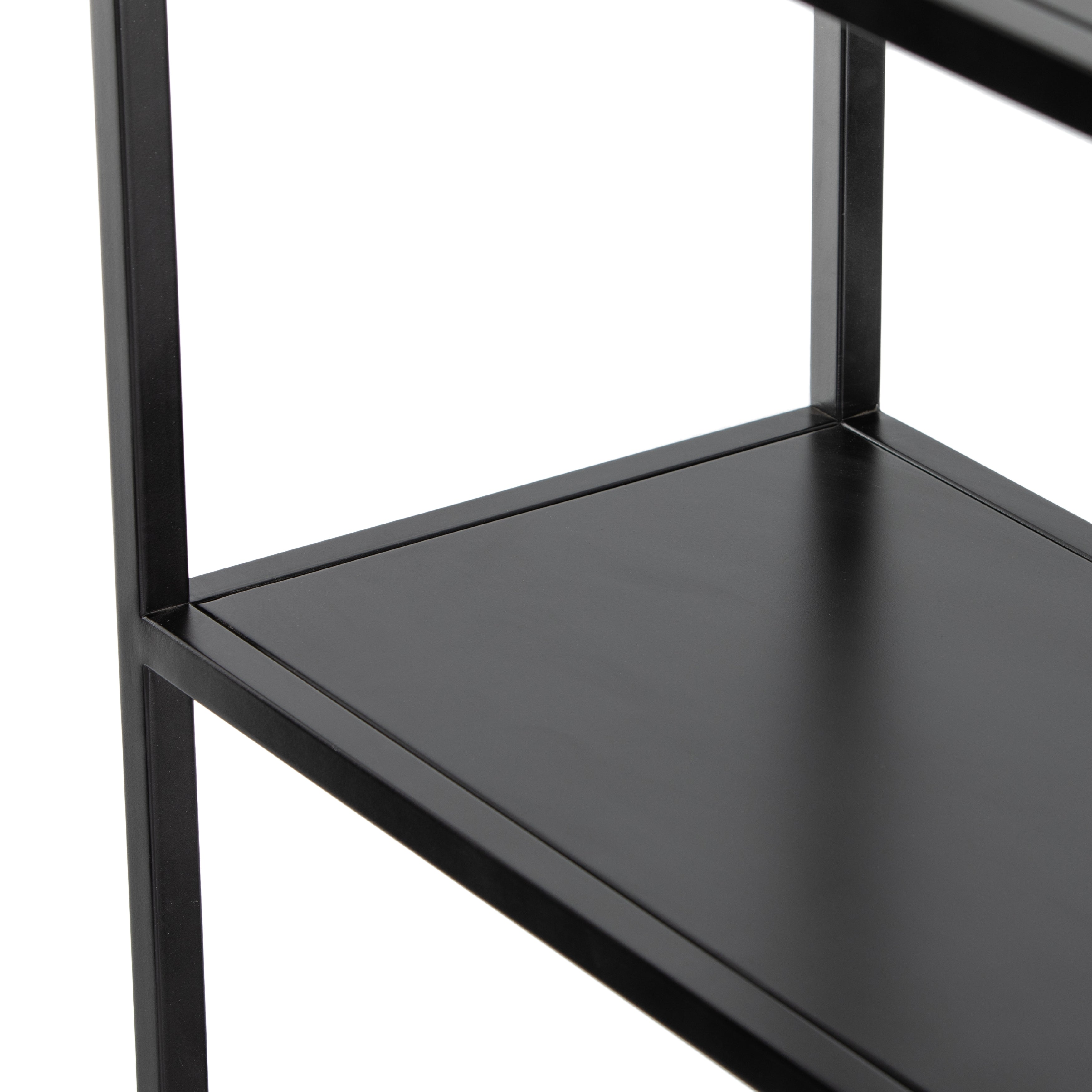 This Loomis Bookcase - Black is sleek, simple and beautifully on-trend. Black-finished iron forms an airy open frame, with an arched top for modernity in any office, living, or other space!  Overall Dimensions: 39.50"w x 15.75"d x 93.00"h