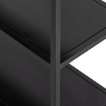 This Loomis Bookcase - Black is sleek, simple and beautifully on-trend. Black-finished iron forms an airy open frame, with an arched top for modernity in any office, living, or other space!  Overall Dimensions: 39.50"w x 15.75"d x 93.00"h