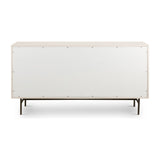 Featuring Luella 6 Drawer Dresser - Matte Alabaster by Four Hands at Amethyst Home. Bring a light look to bedroom styling with this Luella 6 Drawer Dresser - Matte Alabaster. A lacquered six-drawer dresser features woven cane panels and half-moon hardware finished in an aged brass for a beautiful + functional dresser in any bedroom!
Overall Dimensions: 64.  Amethyst Home provides interior design, new home construction design consulting, vintage area rugs, and lighting in the Des Moines metro area.