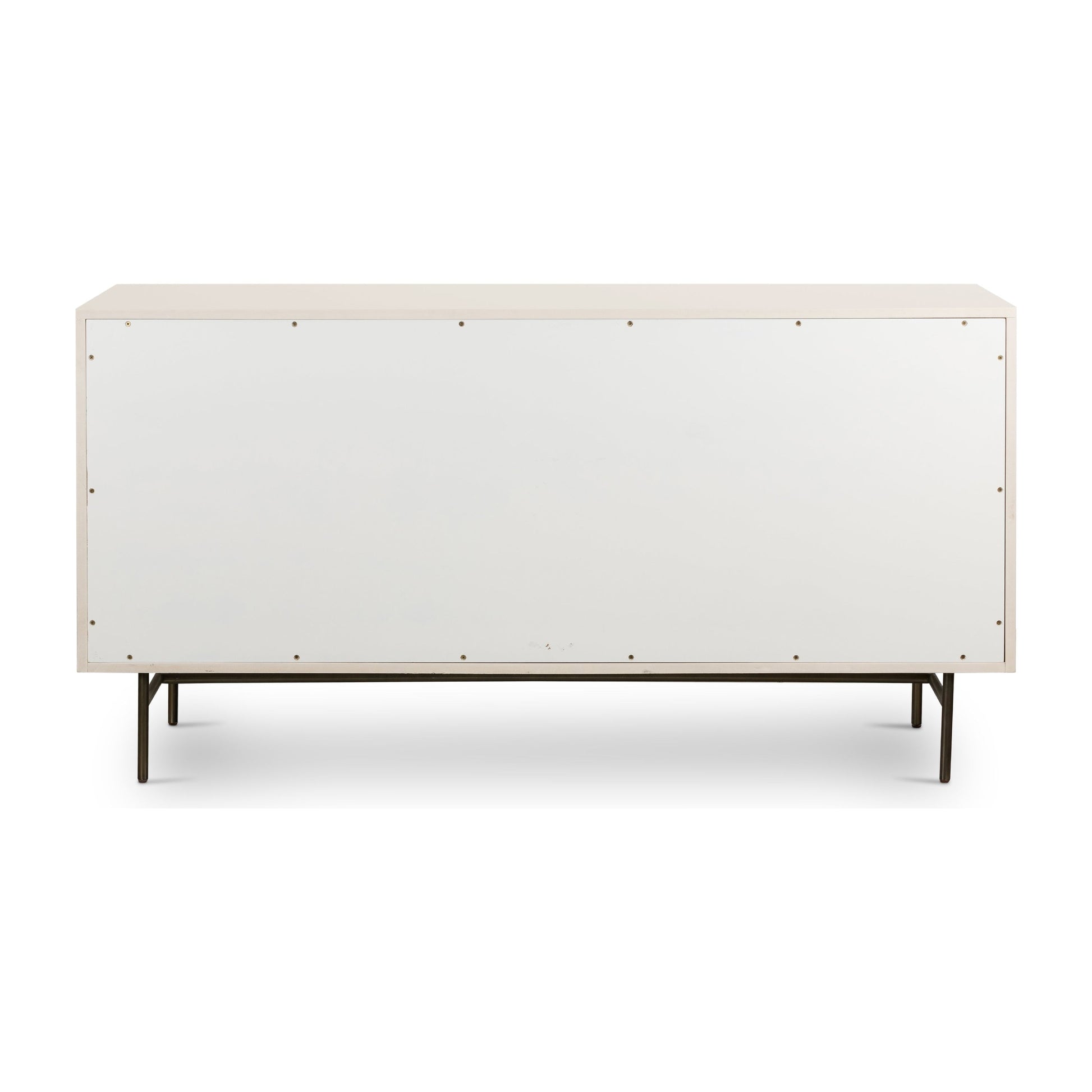 Bring a light look to bedroom styling with this Luella 6 Drawer Dresser - Matte Alabaster. A lacquered six-drawer dresser features woven cane panels and half-moon hardware finished in an aged brass for a beautiful + functional dresser in any bedroom!  Overall Dimensions: 64.00"w x 19.00"d x 33.50"h