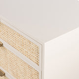 Featuring Luella 6 Drawer Dresser - Matte Alabaster by Four Hands at Amethyst Home. Bring a light look to bedroom styling with this Luella 6 Drawer Dresser - Matte Alabaster. A lacquered six-drawer dresser features woven cane panels and half-moon hardware finished in an aged brass for a beautiful + functional dresser in any bedroom!
Overall Dimensions: 64"W x.  Amethyst Home provides interior design, new home construction design consulting, vintage area rugs, and lighting in the Boston metro area.