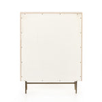 Featuring Luella Tall Dresser - Matte Alabaster by Four Hands at Amethyst Home. Bring a light look to bedroom styling with this Luella Tall Dresser - Matte Alabaster. A tall, lacquered dresser features woven cane panels and half-moon hardware finished in an aged brass. Four drawers plus cabinetry with interior shelving for generous storage space for an.  Amethyst Home provides interior design, new home construction design consulting, vintage area rugs, and lighting in the Newport Beach metro area.