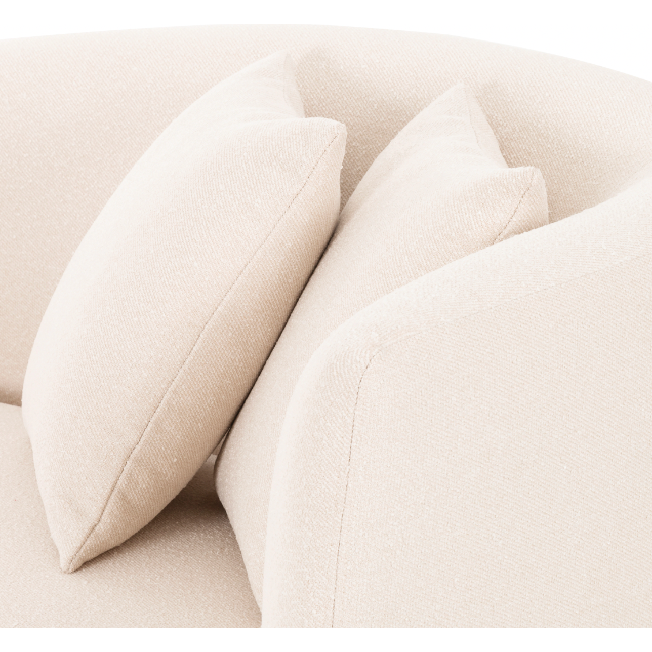 This curvy, Italian-inspired Luna Chaise exudes attitude. This features exclusive performance-grade ivory boucle in a striking, sultry S shape. Dual pillows for a fine finishing touch for any bedroom, office, or living room.  Overall Dimensions: 70.00"w x 35.00"d x 30.00"h